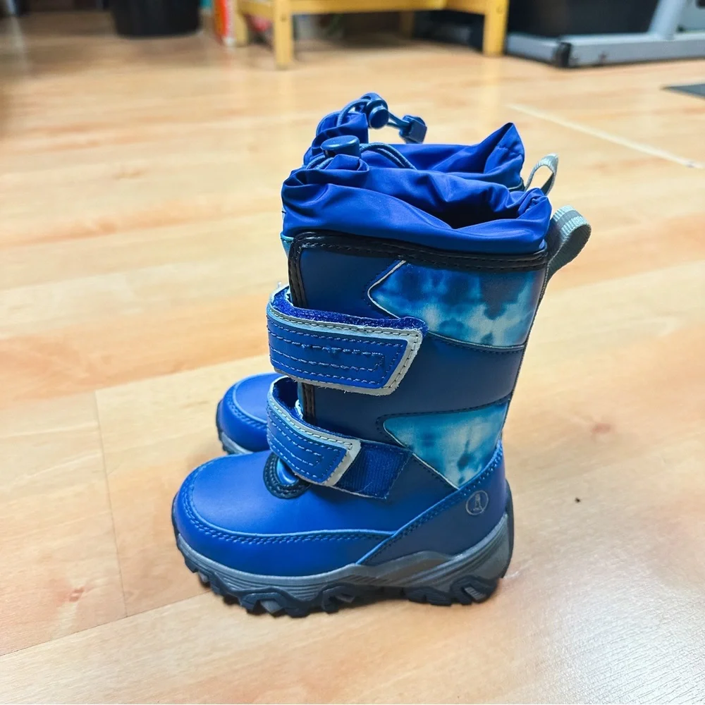 NWOT Lands End Blue Tie Dye Swirl Snow Flurry Insulated Winter Boots Size 7